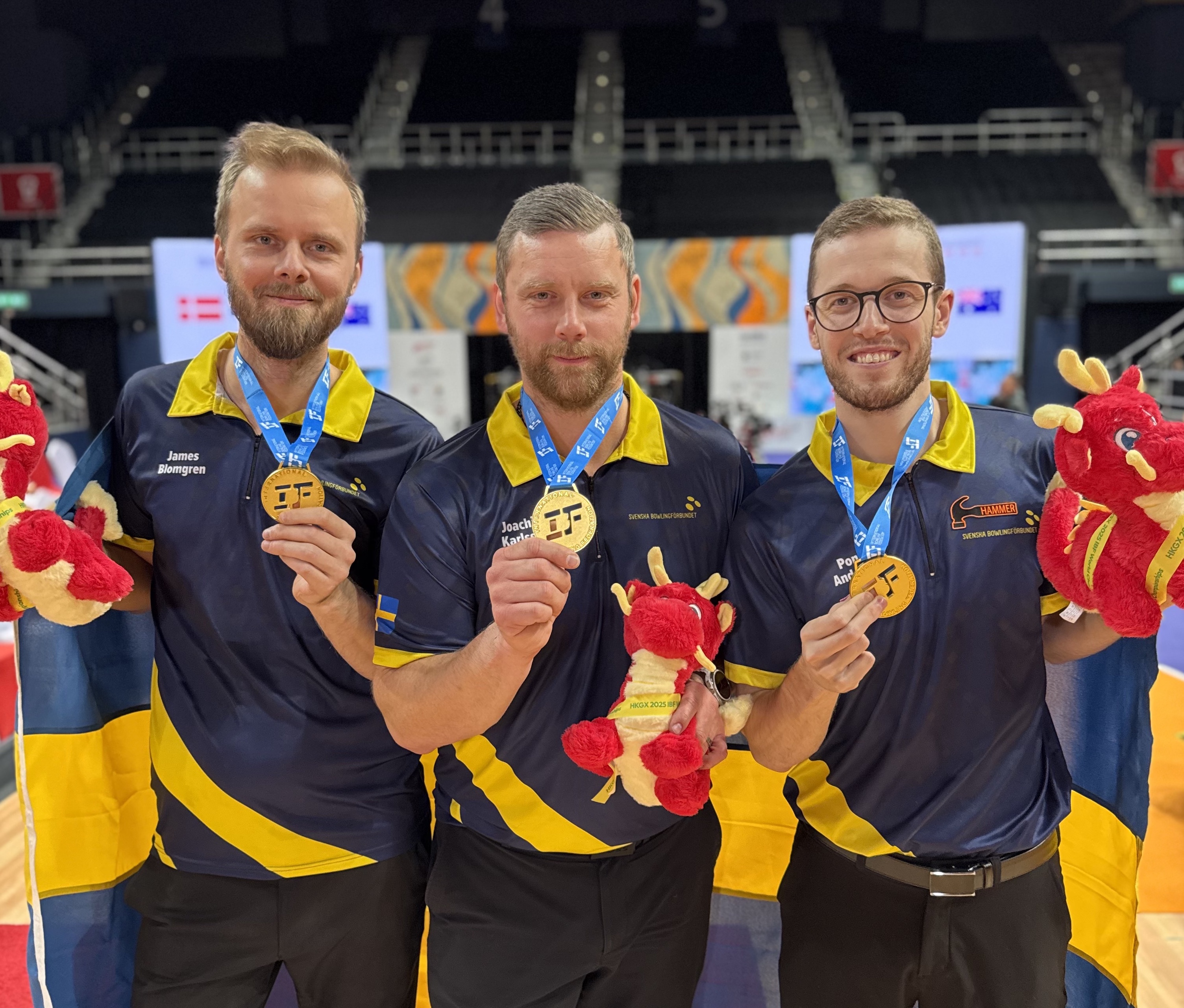 James Blomgren, Joachim Karlsson, Rosén VM Guld 5 Manna